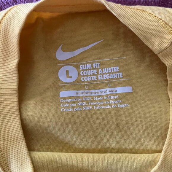 Men's Yellow Nike Brasil Shirt Size Large CBF Slim Fit Nike Better World Soccer - Picture 3 of 4